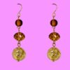 GOLD LEAF AND BROWN GLASS BEAD EARRINGS - Image 7