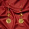 GOLD LEAF AND BROWN GLASS BEAD EARRINGS - Image 3