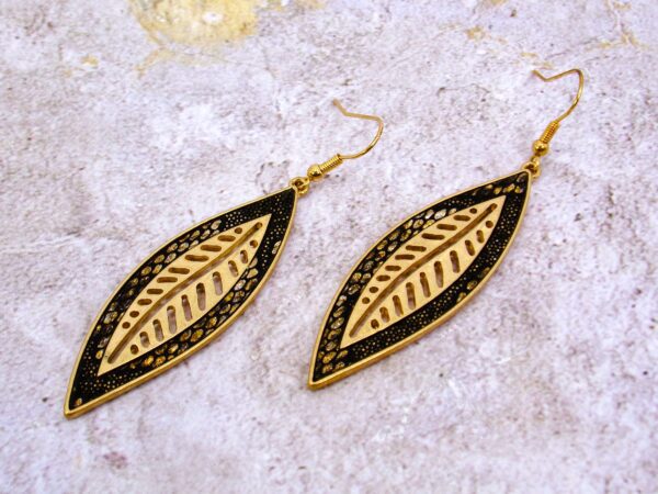 LONG GOLD LEAF EARRINGS - Image 6
