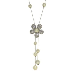 necklace with floral pattern and light green beads