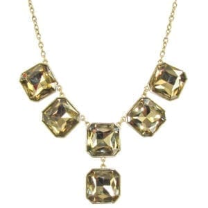 necklace with square cut topaz stones