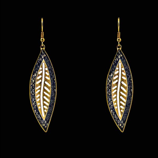 LONG GOLD LEAF EARRINGS - Image 7
