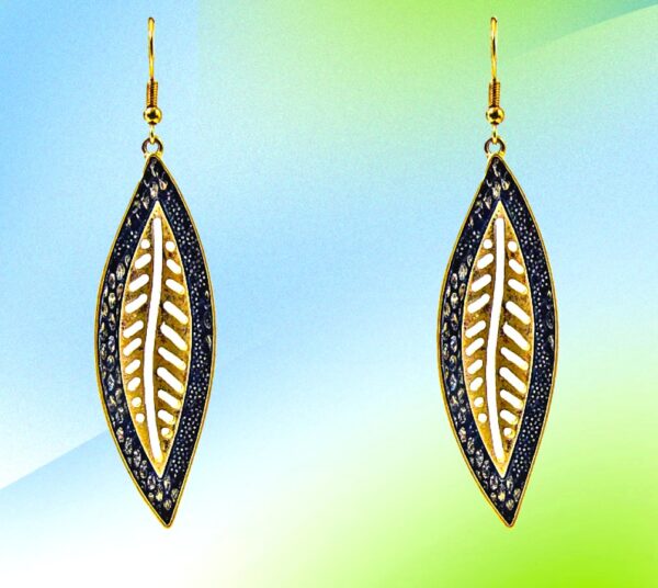 LONG GOLD LEAF EARRINGS - Image 3