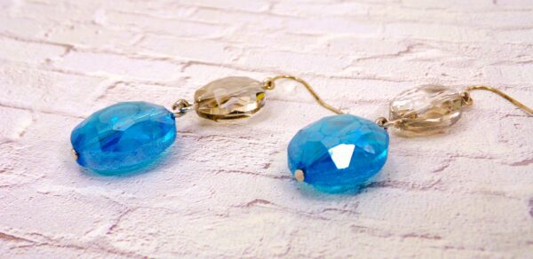 AQUA BLUE AND GRAY GLASS BEAD EARRINGS - Image 6