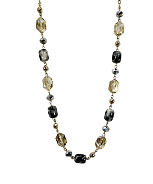 GRAY, SILVER AND BLACK BEAD NECKLACE AND EARRING SET - Image 12