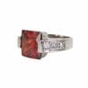 ring with square-cut garnet gem