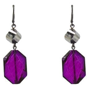 earrings with octagonal deep violet crystals