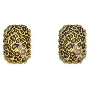 square earrings with animal print design