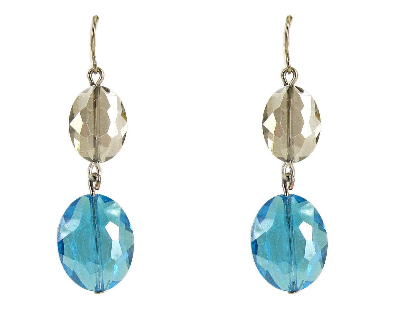 earrings with light brown and sky blue gems