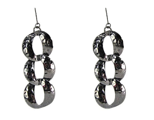 earrings with interconnected silver rings