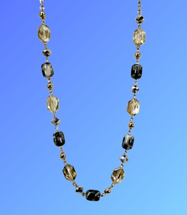 GRAY, SILVER AND BLACK BEAD NECKLACE AND EARRING SET - Image 10