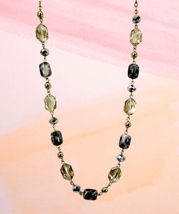 GRAY, SILVER AND BLACK BEAD NECKLACE AND EARRING SET - Image 8