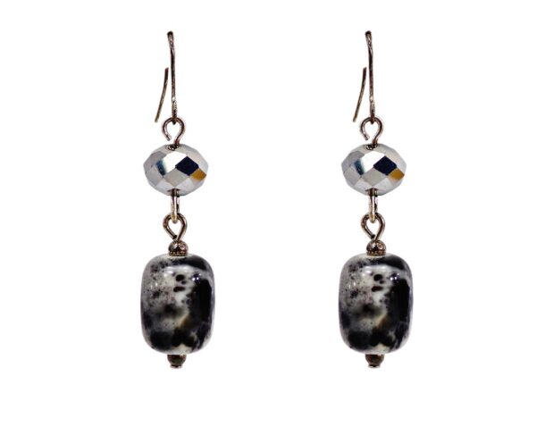 GRAY, SILVER AND BLACK BEAD NECKLACE AND EARRING SET - Image 5