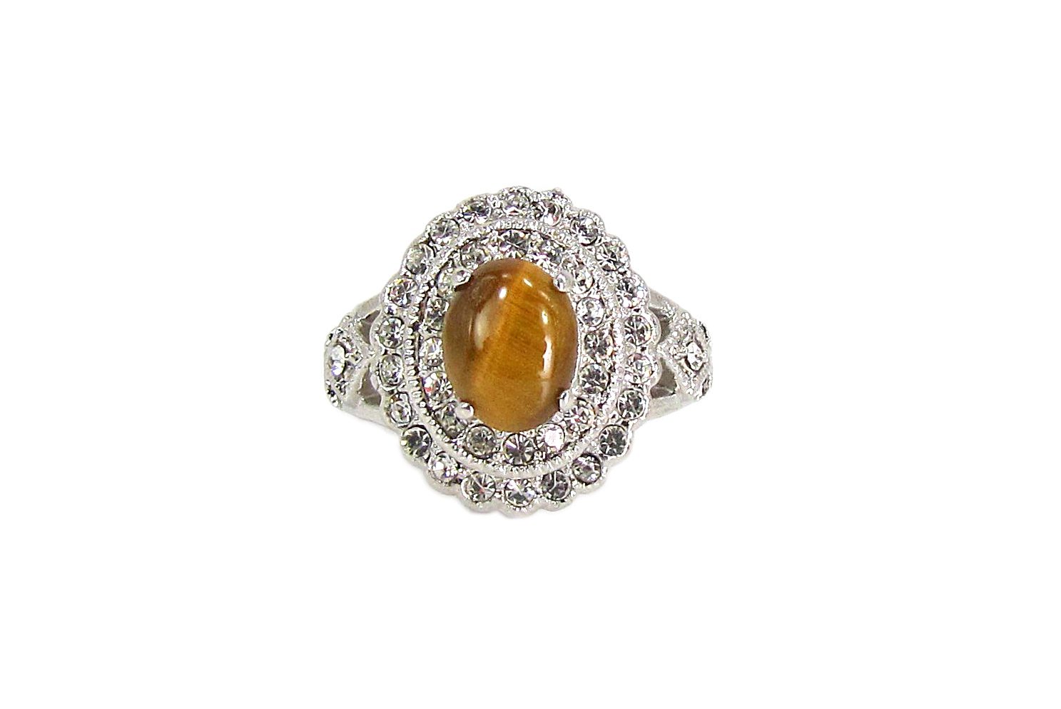 ring with brown banded precious stone