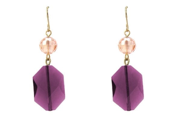 earrings with octagonal violet crystals