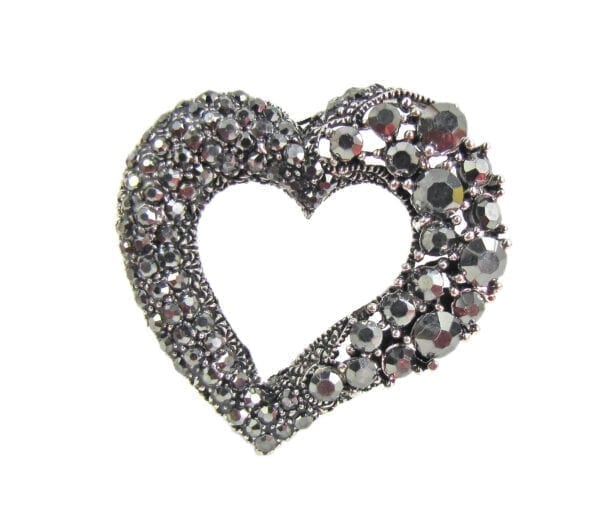 heart-shaped jewelry with black crystals
