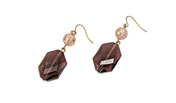 PURPLE AND PINK GLASS BEAD EARRINGS - Image 7