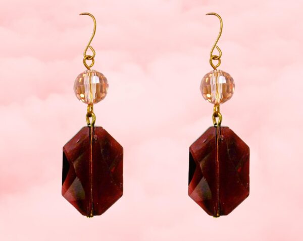 PURPLE AND PINK GLASS BEAD EARRINGS - Image 4