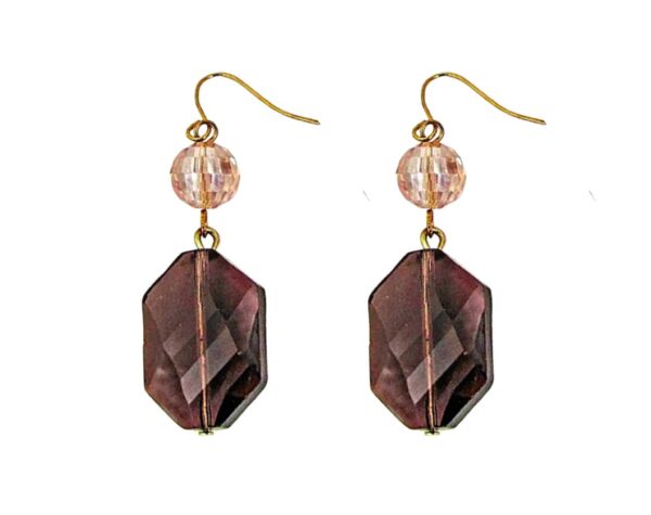 PURPLE AND PINK GLASS BEAD EARRINGS