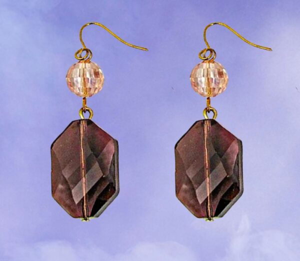 PURPLE AND PINK GLASS BEAD EARRINGS - Image 3