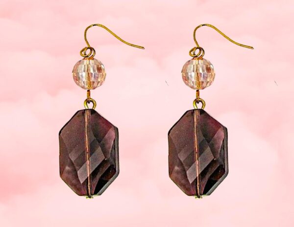 PURPLE AND PINK GLASS BEAD EARRINGS - Image 6