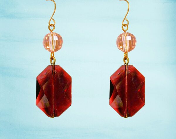 PURPLE AND PINK GLASS BEAD EARRINGS - Image 3