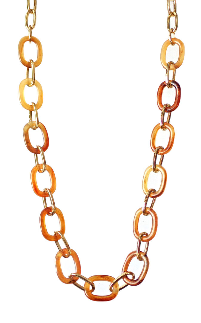 BROWN & GOLD LONG LINK NECKLACE - Calisa Designs