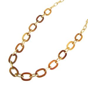 A brown and gold long link necklace jewelry