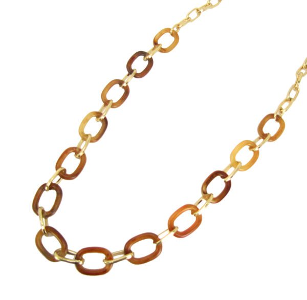 A brown and gold long link necklace jewelry