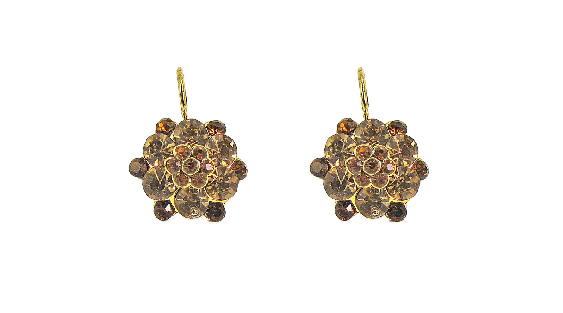 earrings with brown gems arranged like flowers