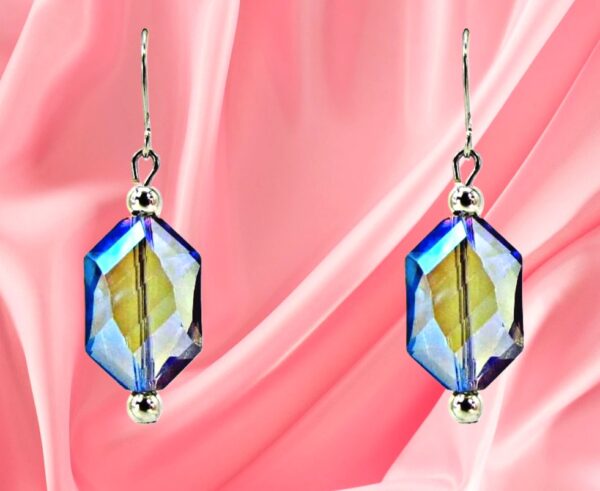 BLUE GLASS BEAD EARRINGS - Image 3