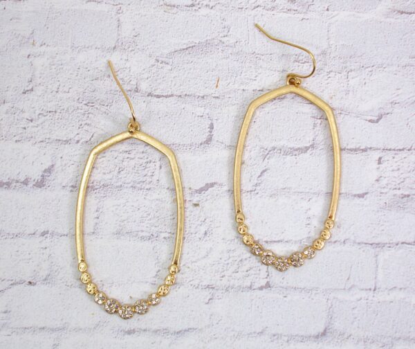 LONG GOLD OVAL EARRING WITH CRYSTALS - Image 7