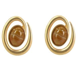 earrings with banded brown stone design