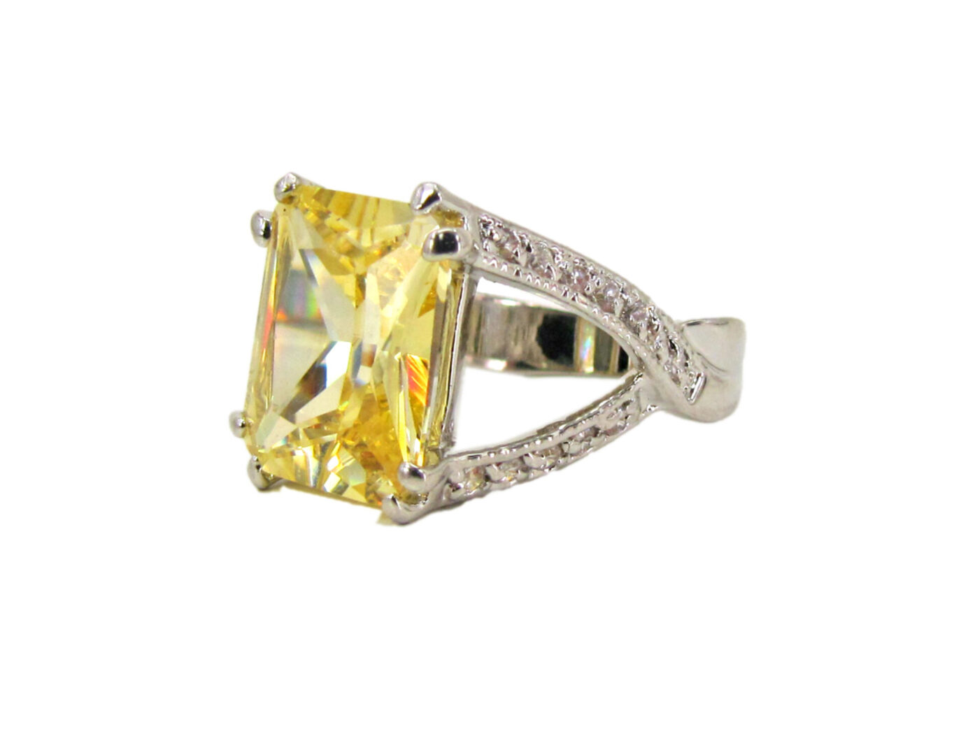 ring with square-cut yellow gem