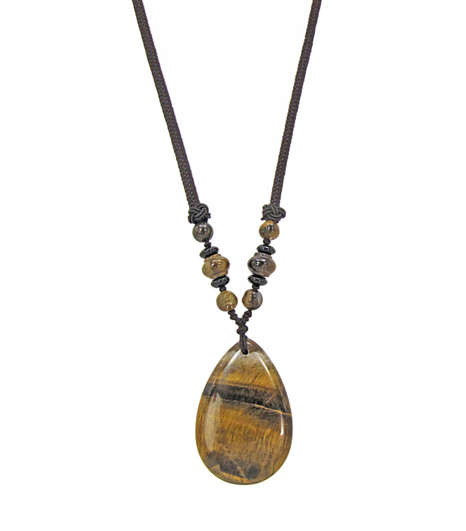 necklace pendant with banded brown gemstone