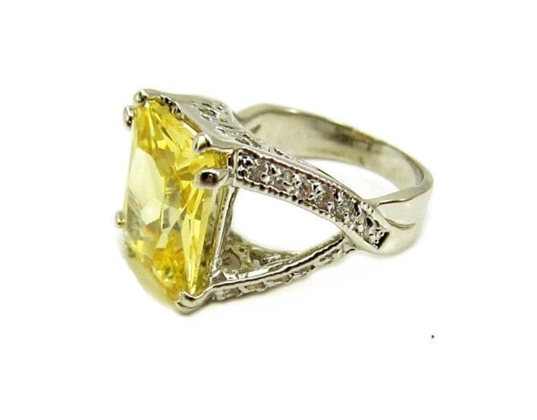 ring with square-cut yellow gemstones