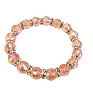 bracelet with pink crystals and silver beads