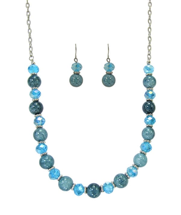 necklace with blue stones and crystals