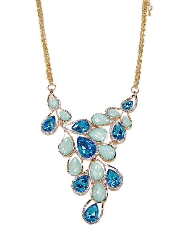 necklace with light blue and turquoise stones