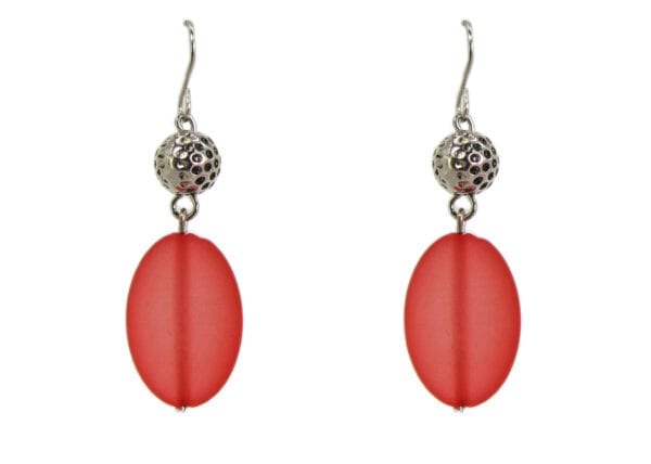 earrings with large oval red beads