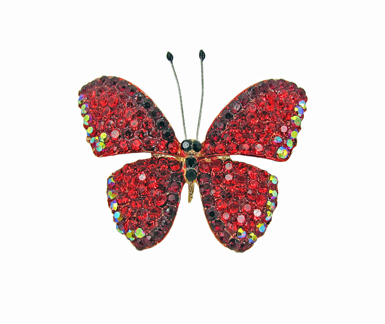 butterfly jewelry filled with red gemstones