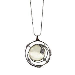 White Cat Eye Statement Pendant