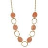 chain necklace with pink stones and gold metal
