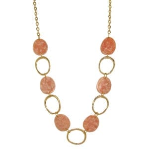chain necklace with pink stones and gold metal