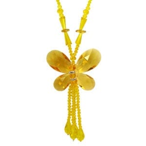 necklace with yellow beads shaped like a butterfly
