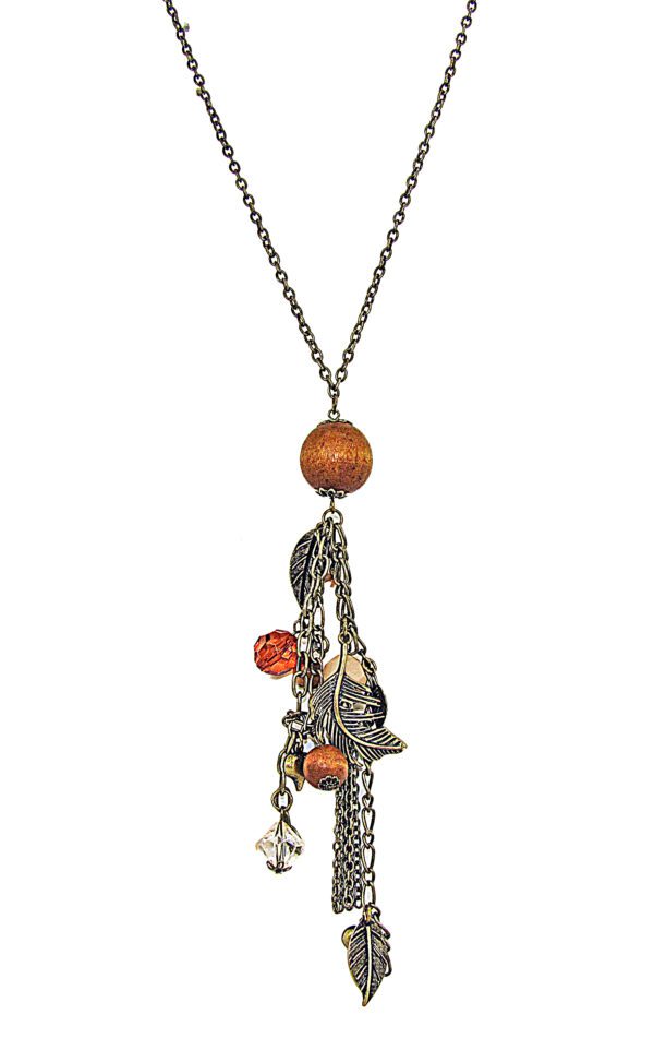 necklace with wooden globe and miscellaneous accessories