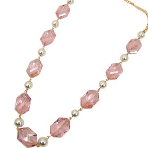 necklace with large, pink crystal gems