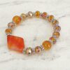 ORANGE GLASS AND STONE BEADED BRACELET - Image 5