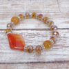 ORANGE GLASS AND STONE BEADED BRACELET - Image 10
