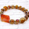 ORANGE GLASS AND STONE BEADED BRACELET - Image 4
